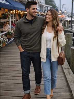 Polo by Ralph Lauren Men's Olive Green Half-Zip Sweater